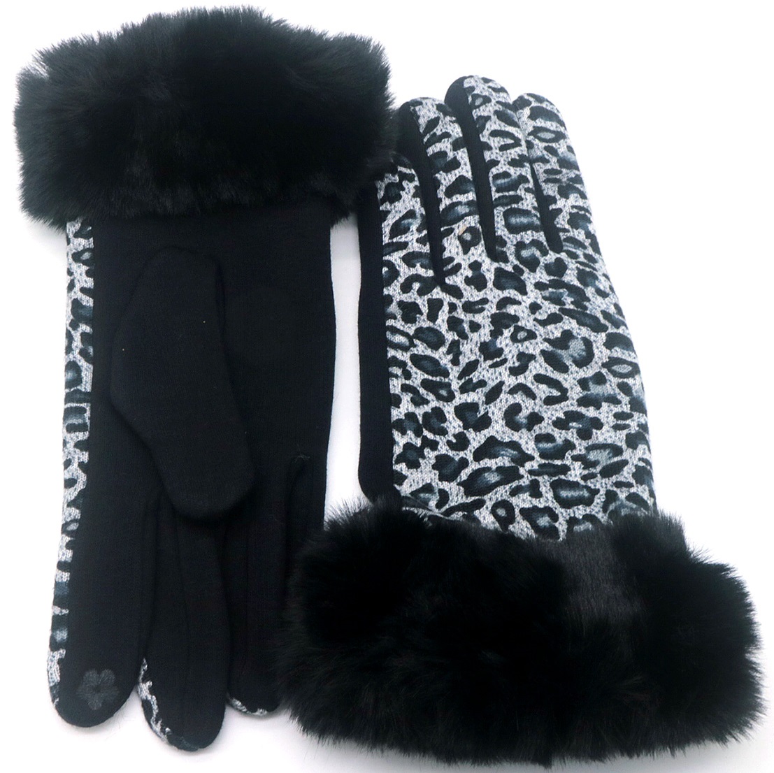 Q-K8.2 GLOVE501-011-3 Gloves Leopard Faux Fur