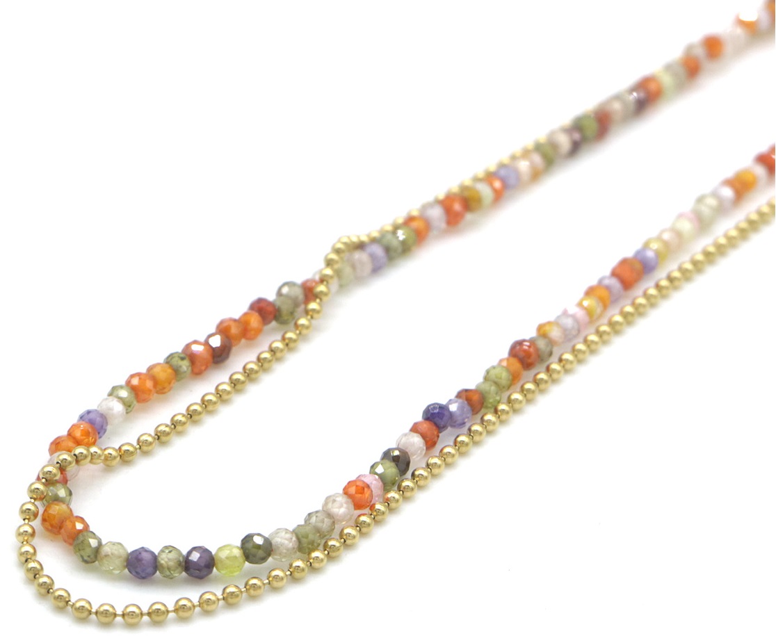 A-B9.2 N2457-005G S. Steel Necklace Glassbeads