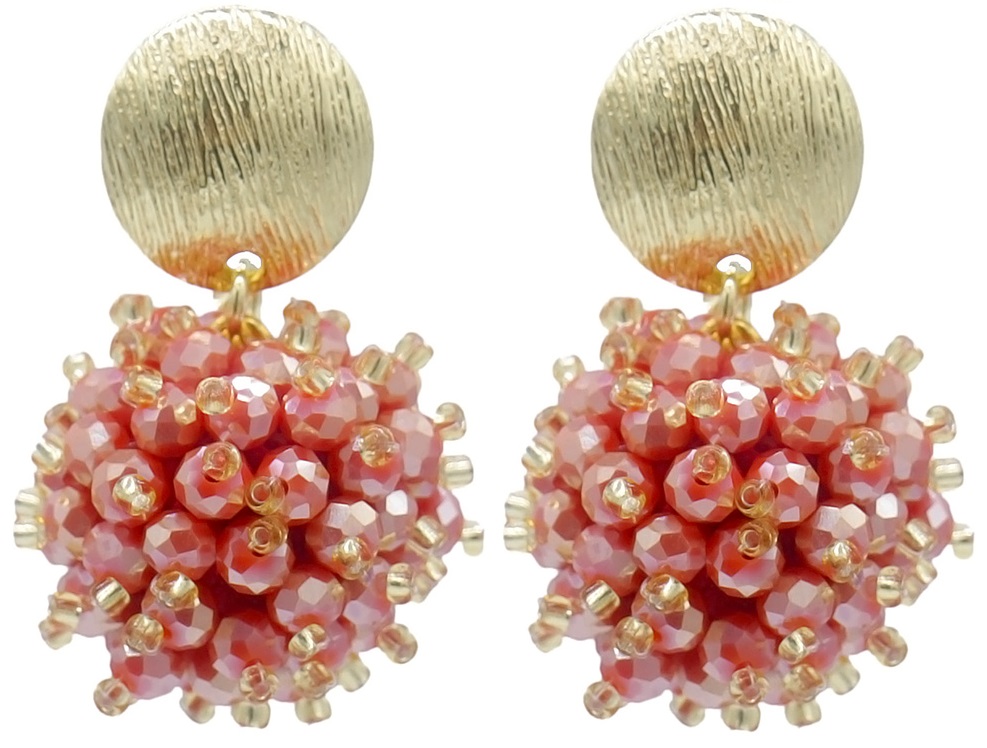 J-A4.3  E007-052G-1 Earrings Faceted Glassbeads 3.5cm