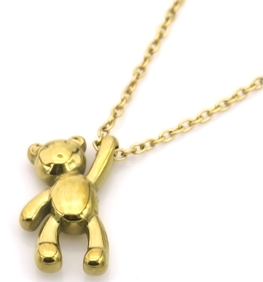 G-A16.2 N084-010G S. Steel Necklace Bear