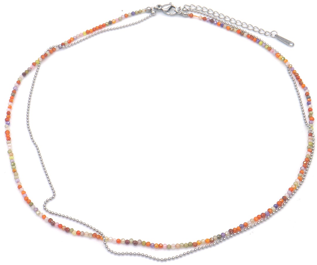 A-C15.2 N2457-005S S. Steel Necklace Glassbeads