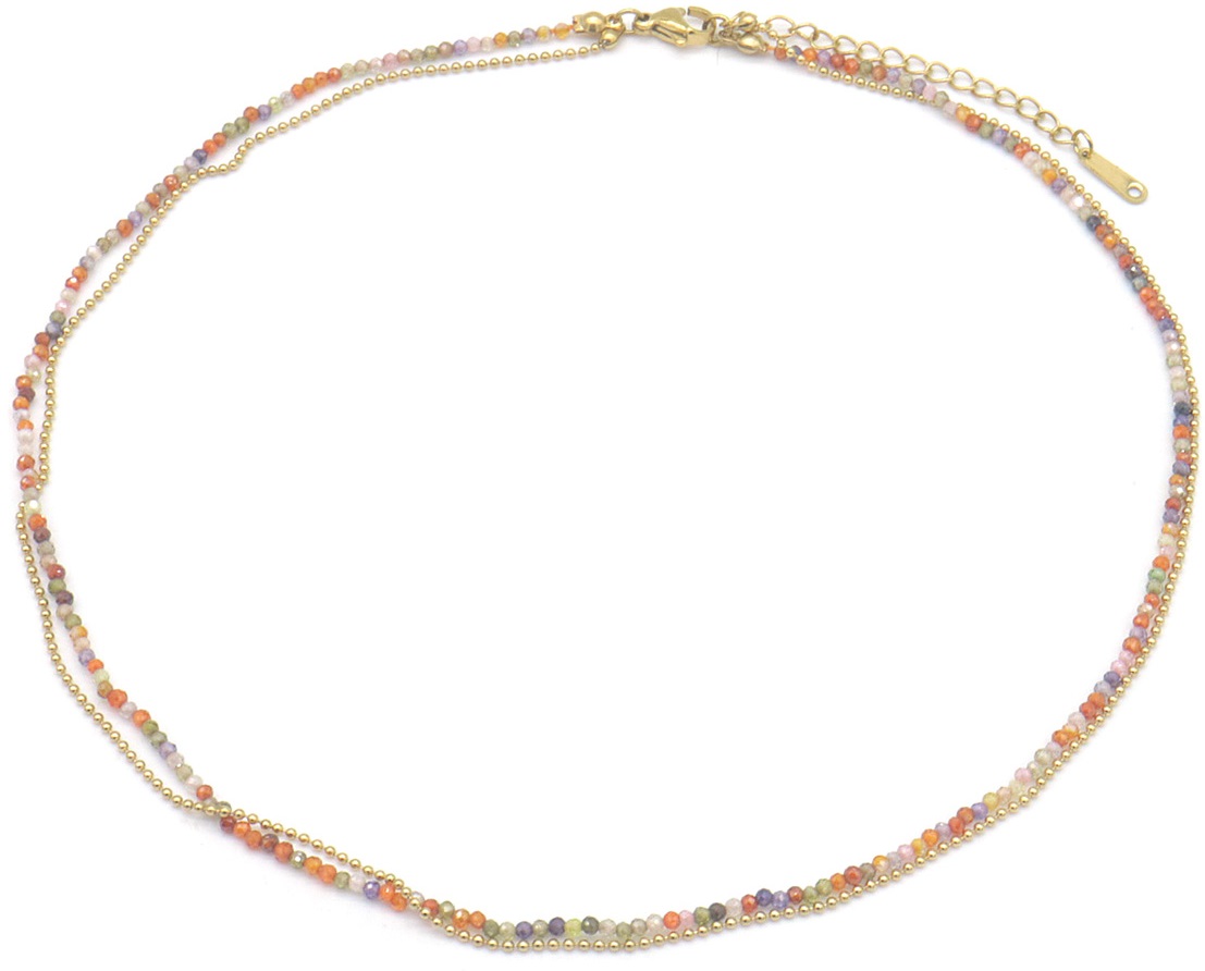 A-B9.2 N2457-005G S. Steel Necklace Glassbeads