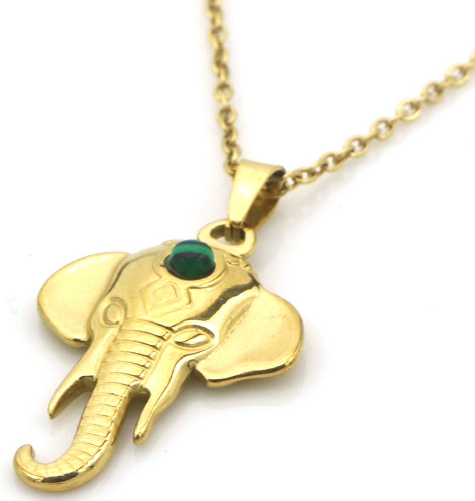 H-B9.3  N091-027G-2 S. Steel Necklace Elephant