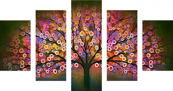 Y-B1.3 FF387  Diamond Painting Set 5 frame Tree 150x90cm