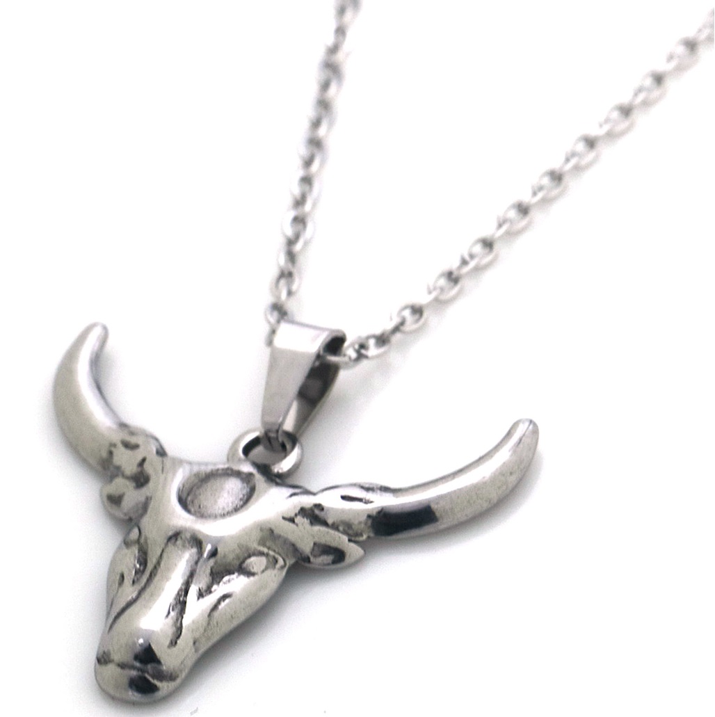 G-F6.3 N084-016S S. Steel Necklace Bull