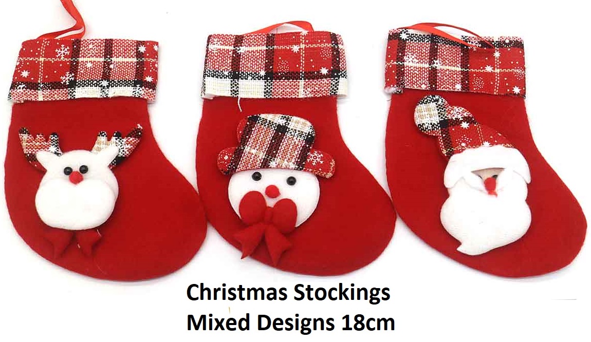 X-E3.2 CG708-005 Christmas Stockings 18cm Mixed Designs - 1pc