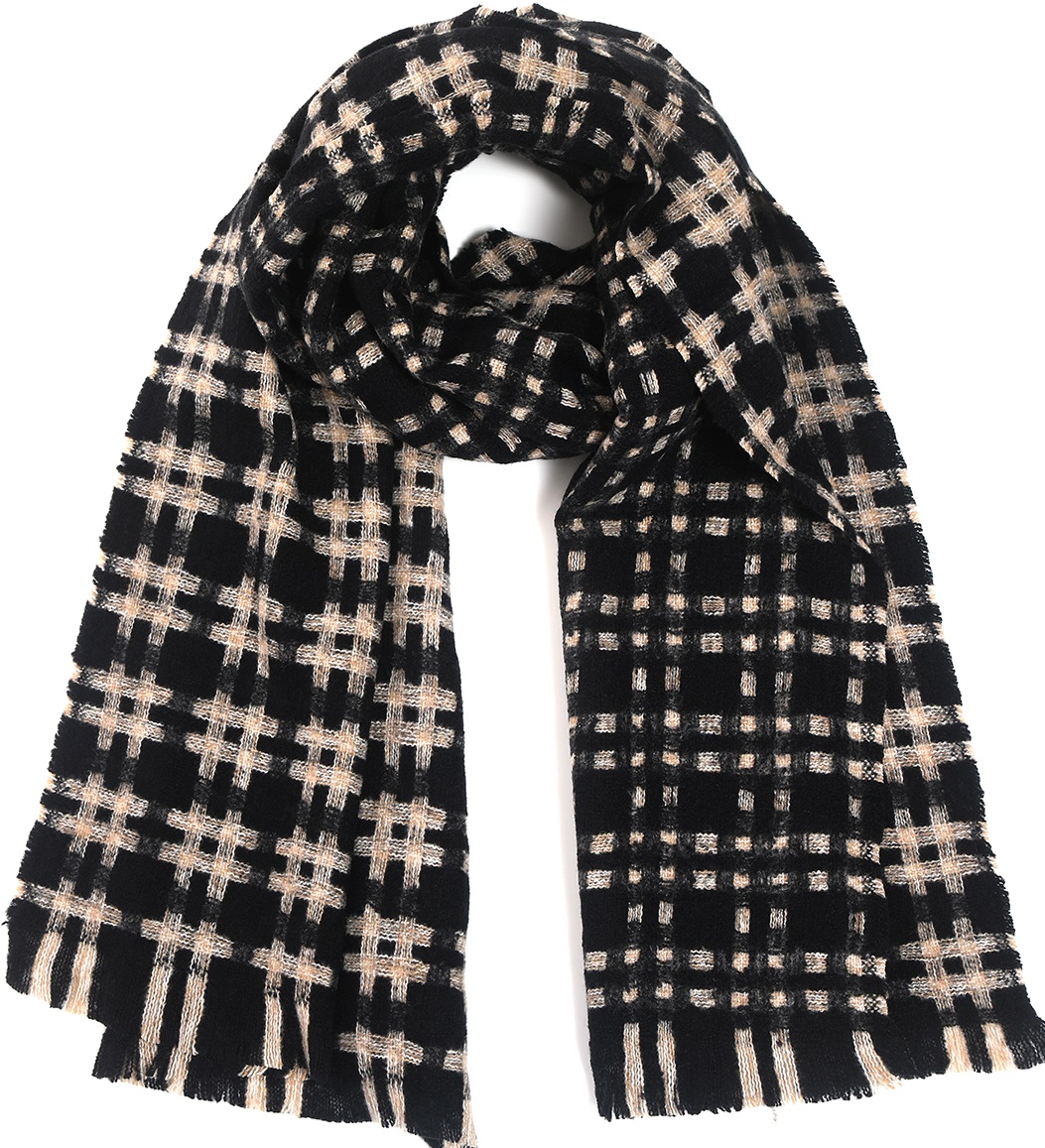 R-B2.1 SCARF705-006 No. 4 Scarf Checkered 190x65cm Black