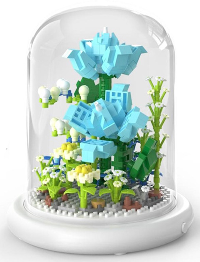 T-E4.1 M1092 Mini Building Block Puzzle Flower with LED 14x11.5cm