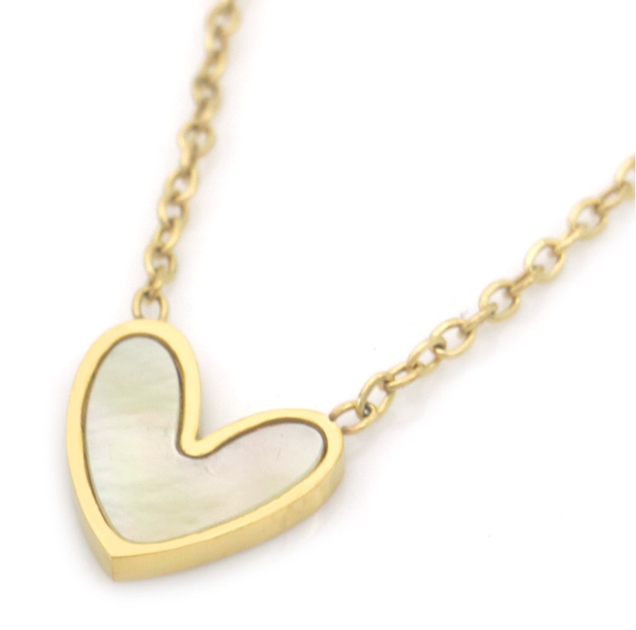 H-D2.1 N091-053G S. Steel Necklace Heart MOP