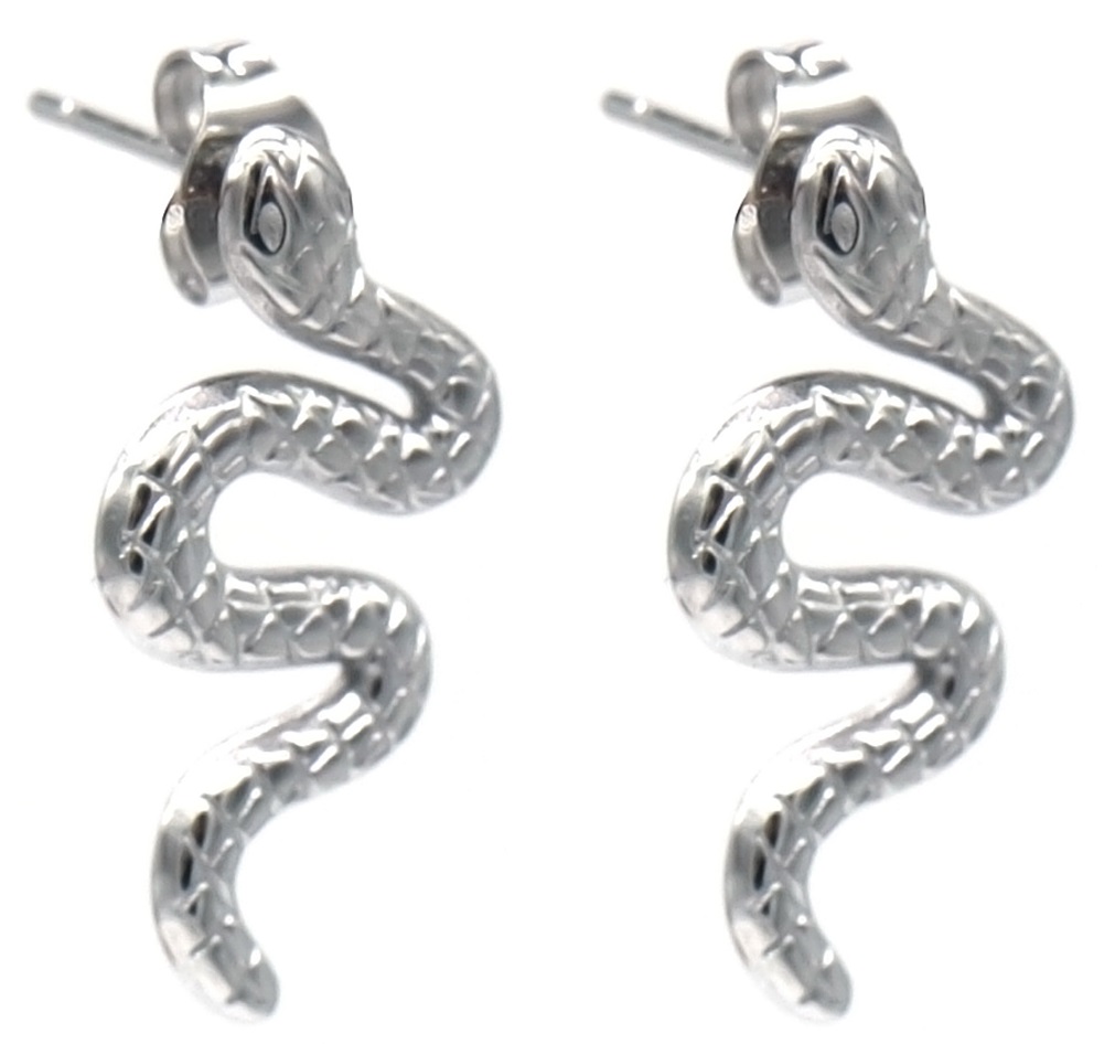 B-E7.1 E2457-060G S. Steel Earrings Snakes 2.5cm