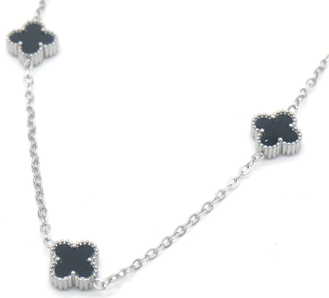 C-E8.3 N089-035S S. Steel Necklace 8mm Clovers