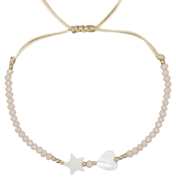 F-A11.2 ANK830-049-3 Anklet Heart-Star Beige