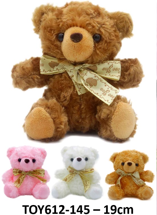 T-J4.1  T612-145 Plush Bear 19cm - Mixed Colors - 1pc