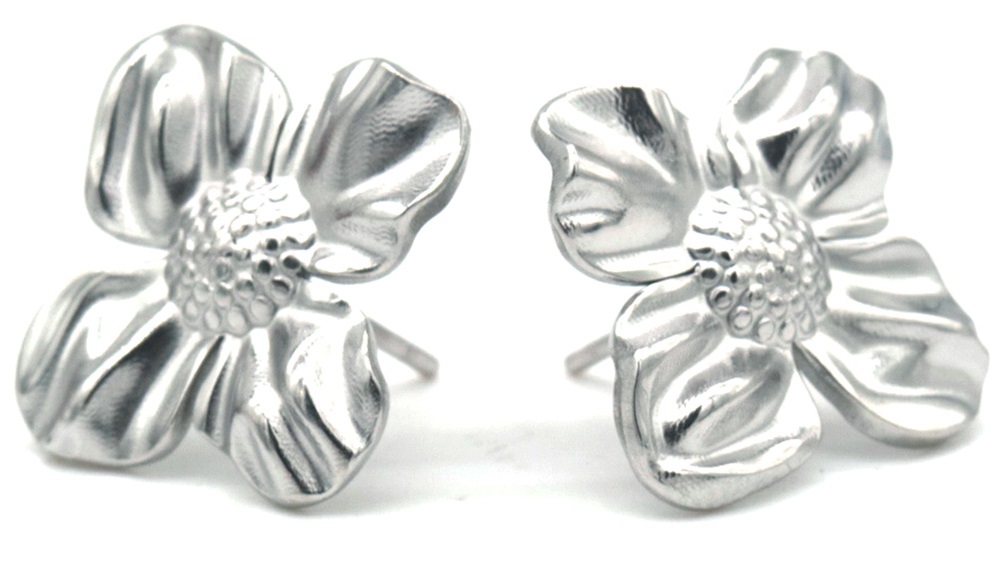 C-E4.5 E2457-059S S. Steel Earrings Flowers 1.8cm