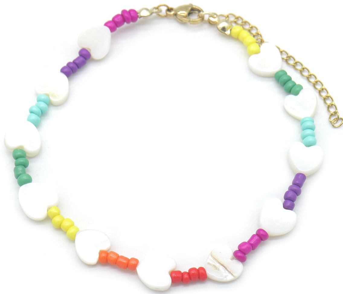 C-A24.2 ANK830-070 Anklet Shells Hearts