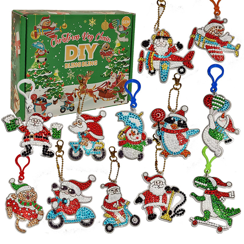 Y-A5.5 GC2432-101 Diamond Painting Chirstmas Keychain Set 