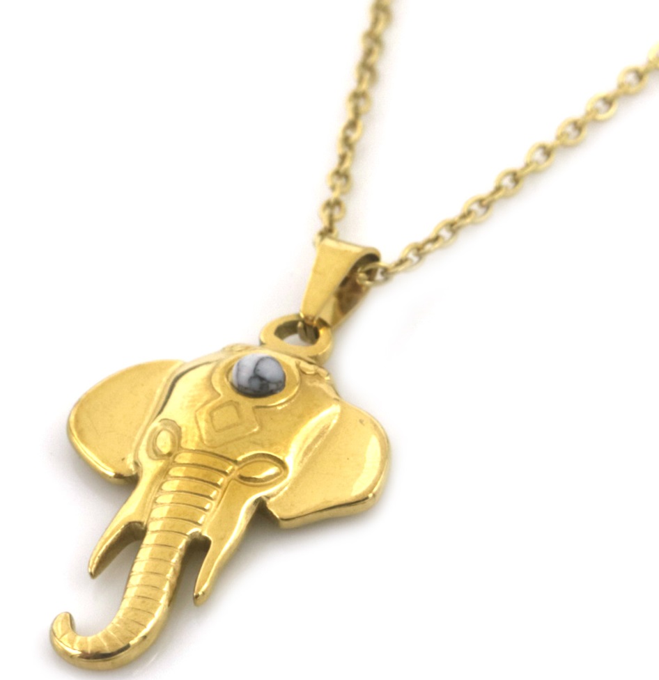 H-F8.2  N091-027G-3 S. Steel Necklace Elephant