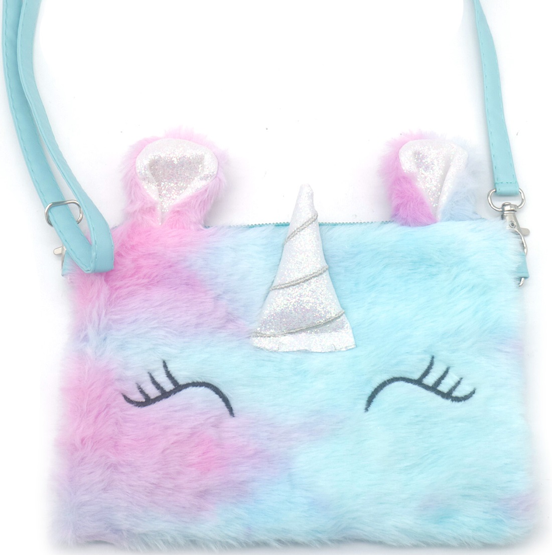 X-C5.2  BAG2403-011-2 Fluffy Bag Unicorn 19x14cm