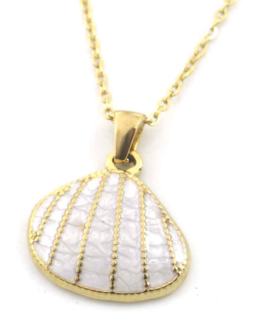 F-F9.3  N103-083G-2 S. Steel Necklace 2.3cm Shell White