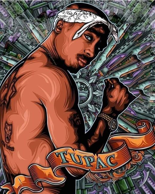 R-H4.2 GC81258  Diamond Painting -Canvas 50x40cm - Painting 45x35cm Tupac