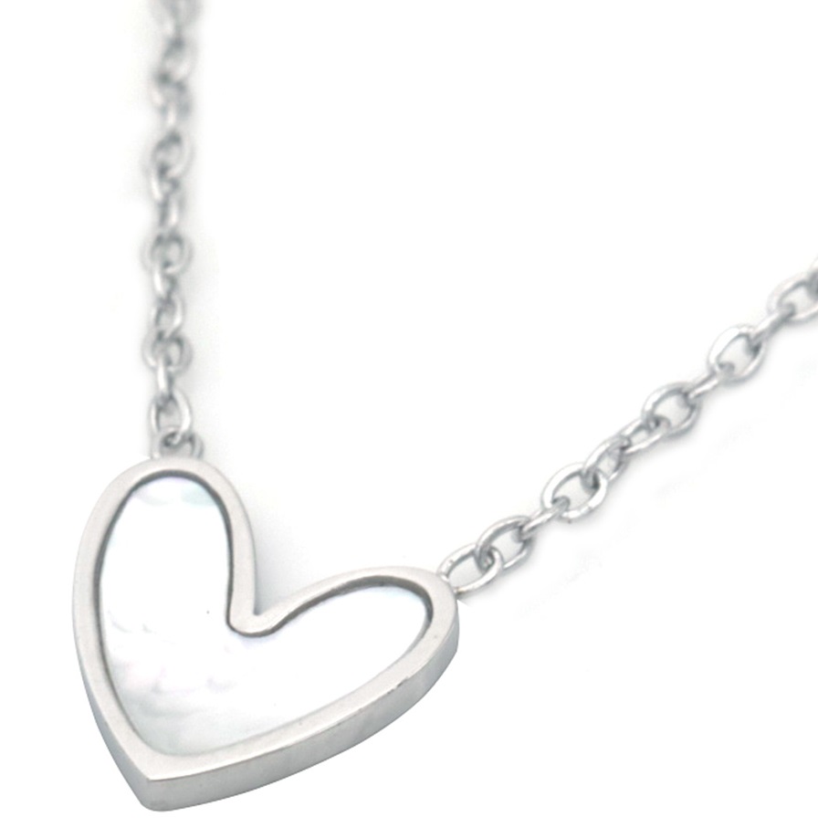 F-F17.3 N091-053S S. Steel Necklace Heart MOP