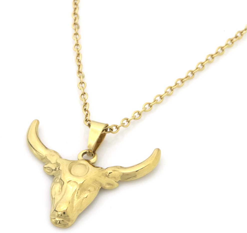 H-E21.3 N084-016S S. Steel Necklace Bull