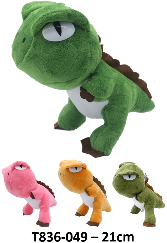 T-P3.2 T836-049 Plush Dino 21cm - Mixed Designs - 1pc