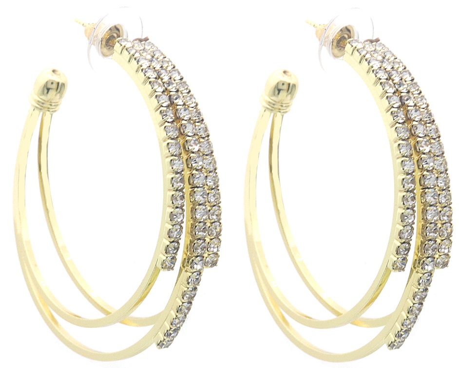 F-D25.1 E2458-122-1 Earrings Crystal 4.5cm