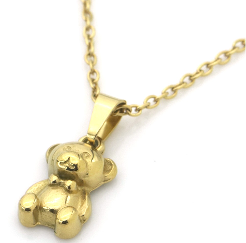 H-F15.3 N084-006G S. Steel Necklace Bear