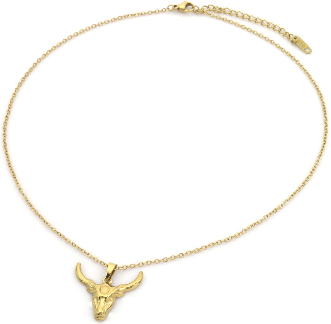 H-E21.3 N084-016S S. Steel Necklace Bull