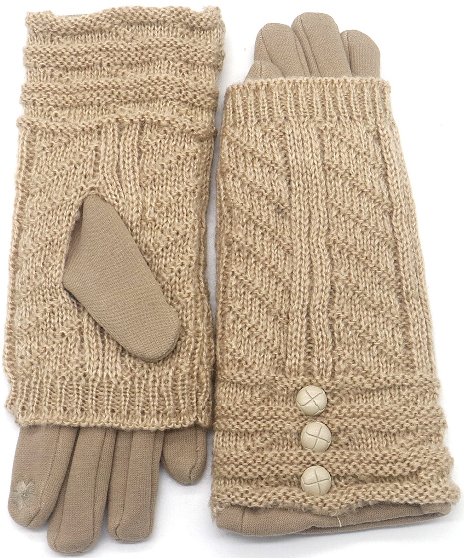 T-K4.1 GLOVE501-033-3 Knitted Gloves Brown