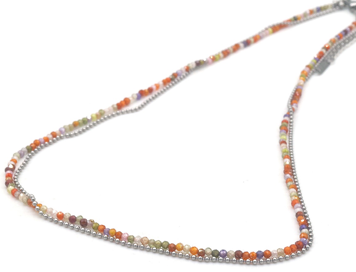 A-C15.2 N2457-005S S. Steel Necklace Glassbeads