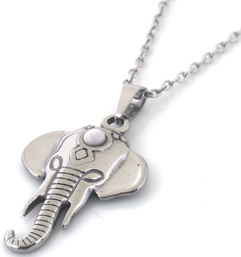 I-D17.1 N091-027S-3 S. Steel Necklace Elephant