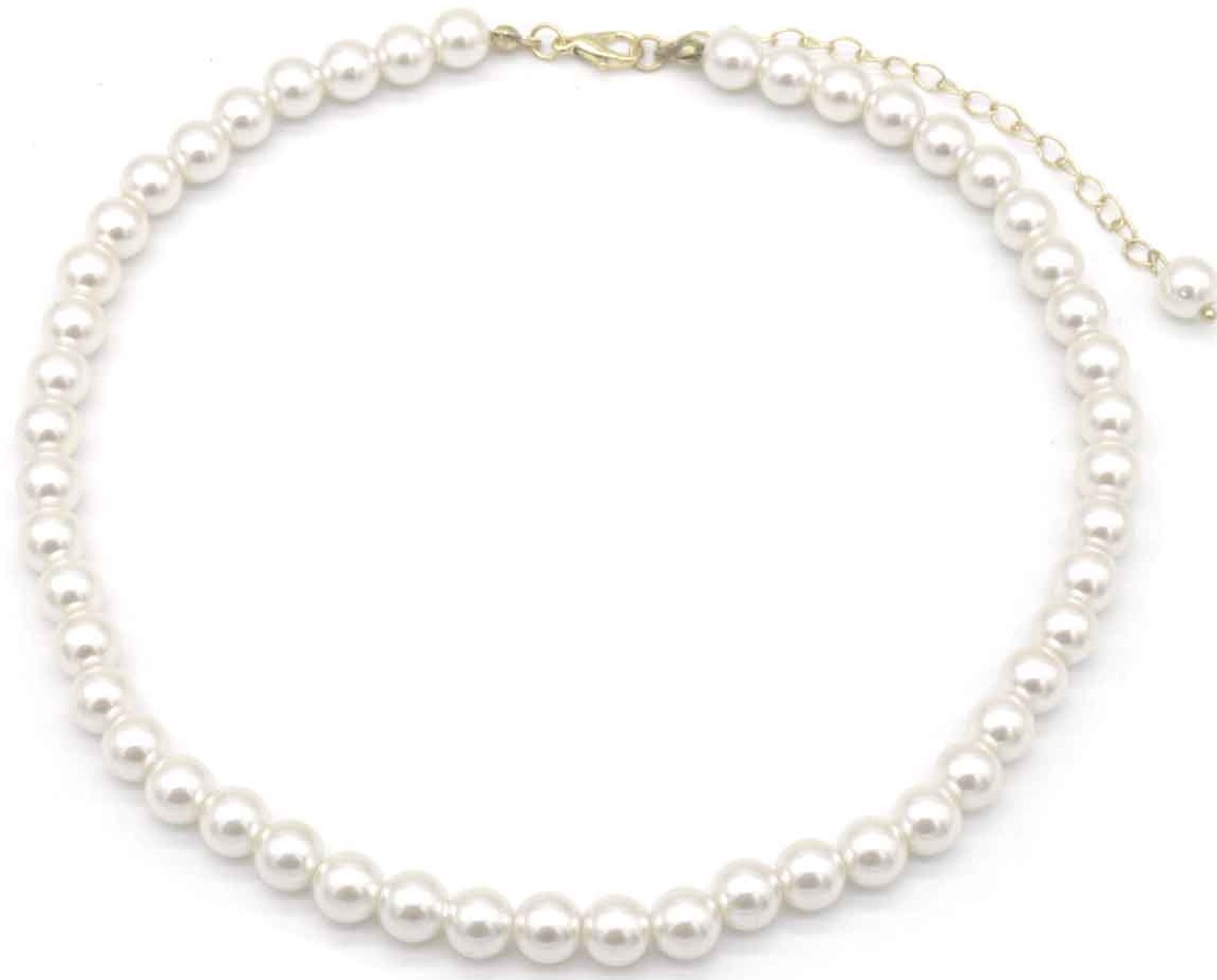 C-B18.5 N2458-010 Necklace Glass Pearls 8mm