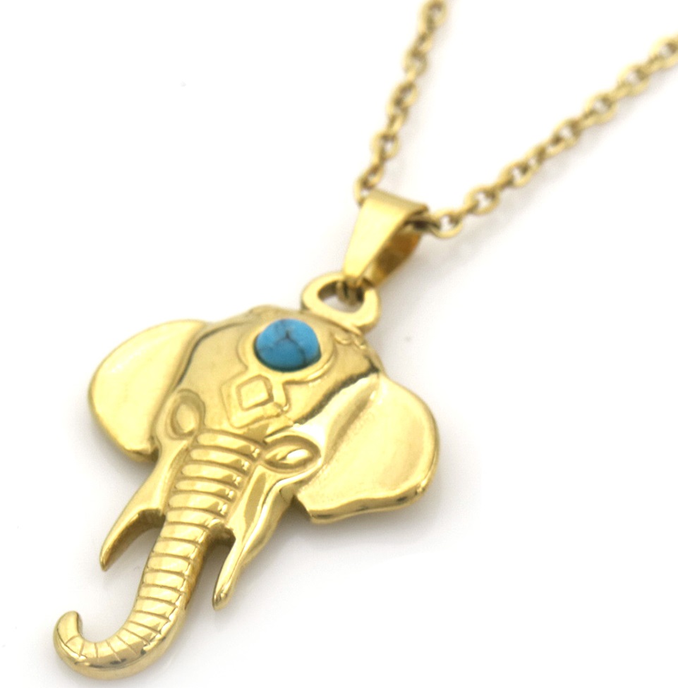 H-E3.3  N091-027G-1 S. Steel Necklace Elephant