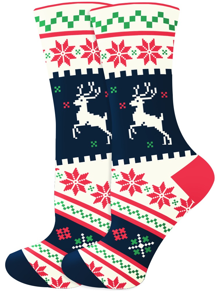 S-D1.4 SOCK2316-351-Deer Pair of Socks Size 38-45 Christmas