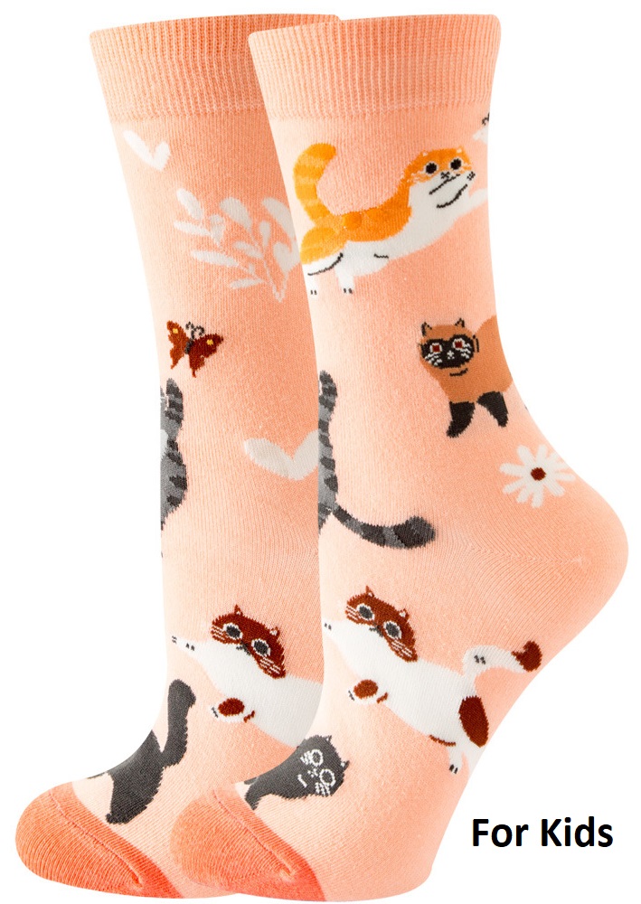 S-I8.1 SOCK2461-006 Socks Size 33-38 Cats For Kids