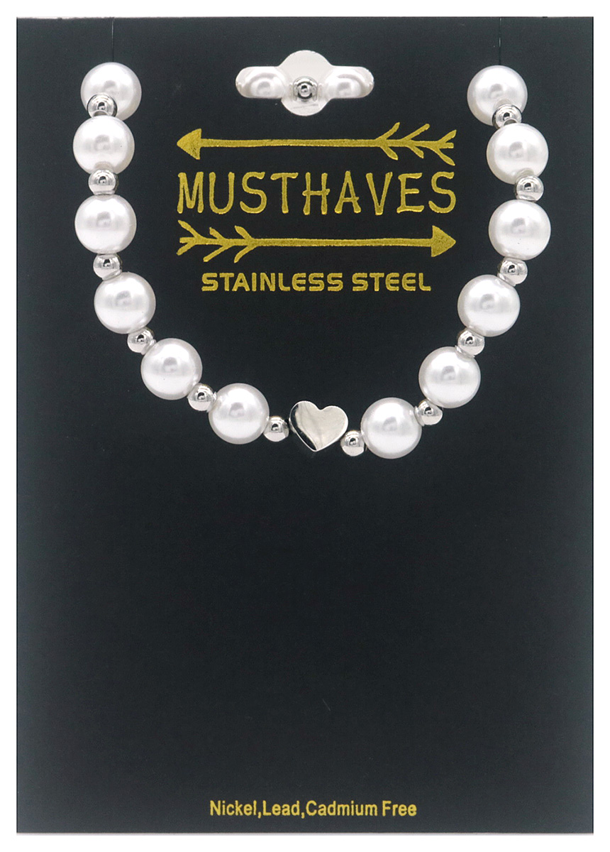 B-B15.2 B100-123S-2 S. Steel Bracelet With Pearls