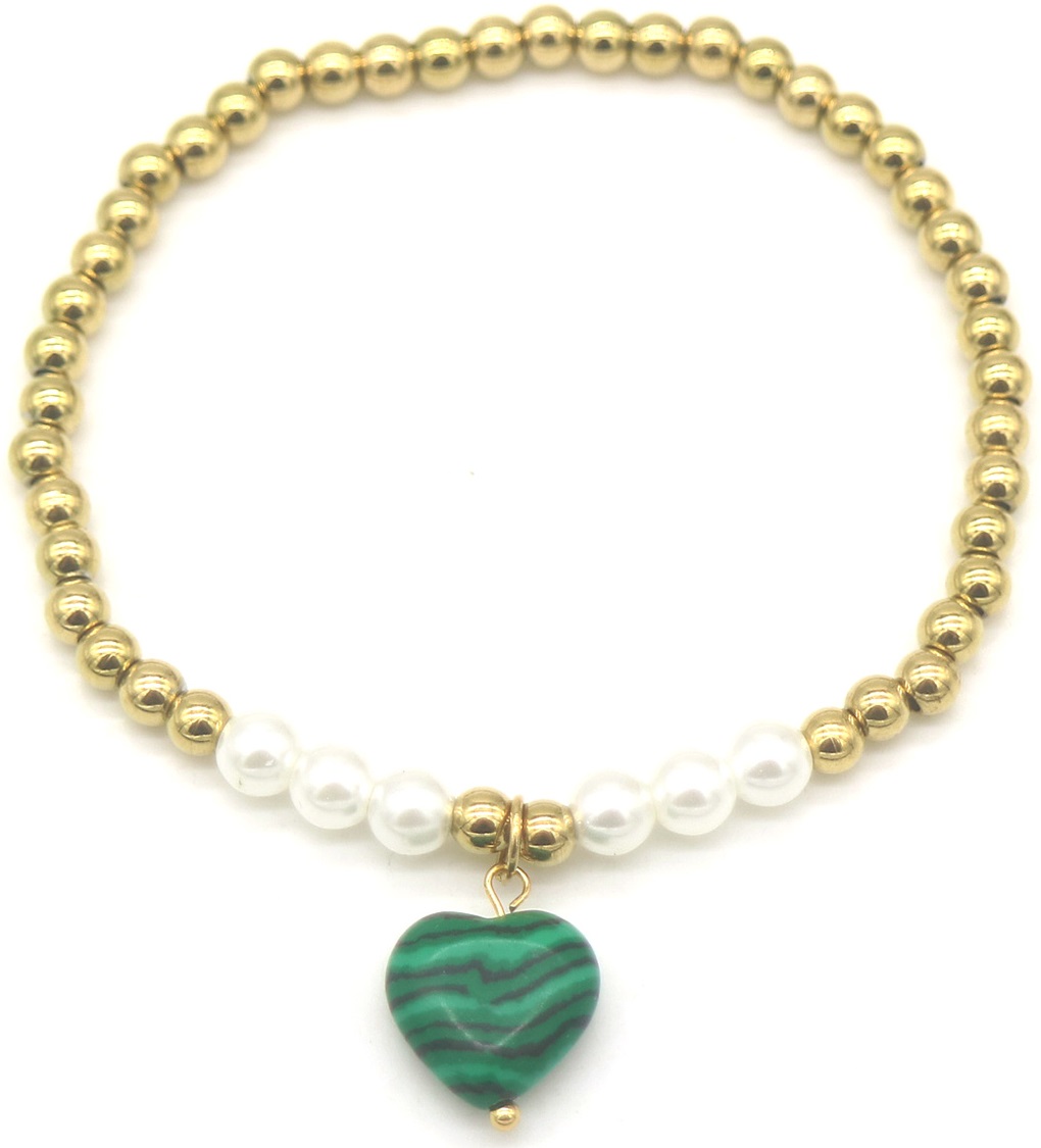 A-A7.2 B100-033-4 S. Steel Bracelet Stone Heart